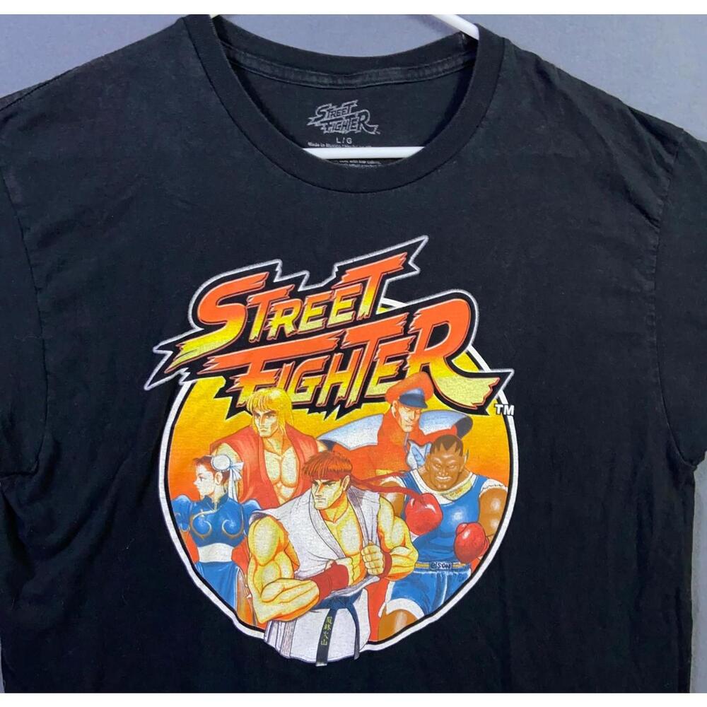 Street Fighter II Capcom T-Shirt Men Large Slim Characters Japan Art Graphic EUC